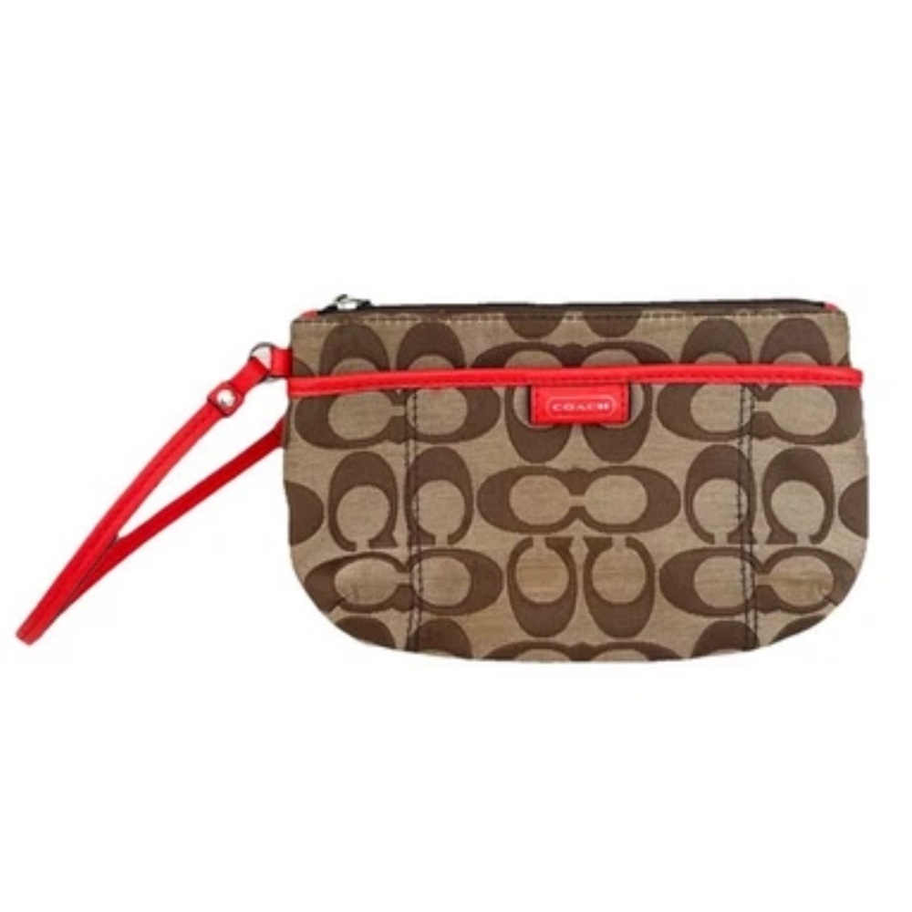 Coach Tan Orange Signature C Wristlet